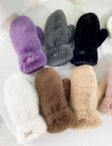 Simple Winter Thick Fuzzy Plush Thermal Gloves DP25G712