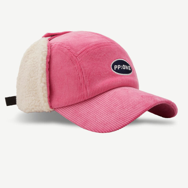 Winter Hat With Ear Flap Corduroy Baseball Cap DP25G723