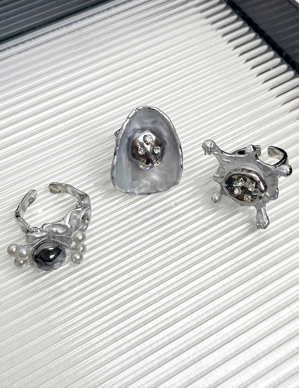 Cool Beaded Rhinestone Adjustable Open Ring DP25E750