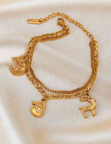 Trendy Reindeer Pendant Stainless Steel Bracelet DP25G619