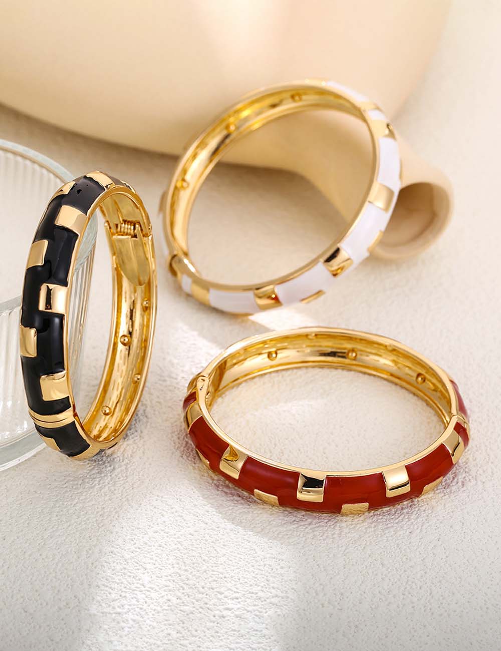 Gold Plated Enamel Bangle - DippedShop Wholesale - #5603