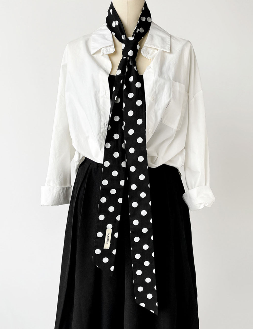 Simple Polka Dots Color Block Thin Long Scarf MK2BLW6W6NSI80