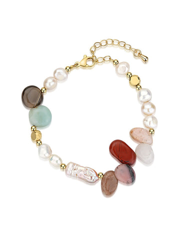 Colorful Stone Pearl Bracelet - DippedShop Wholesale - #4531