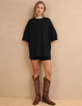 Round Neck Top and Shorts Set - DippedShop Wholesale - #6819