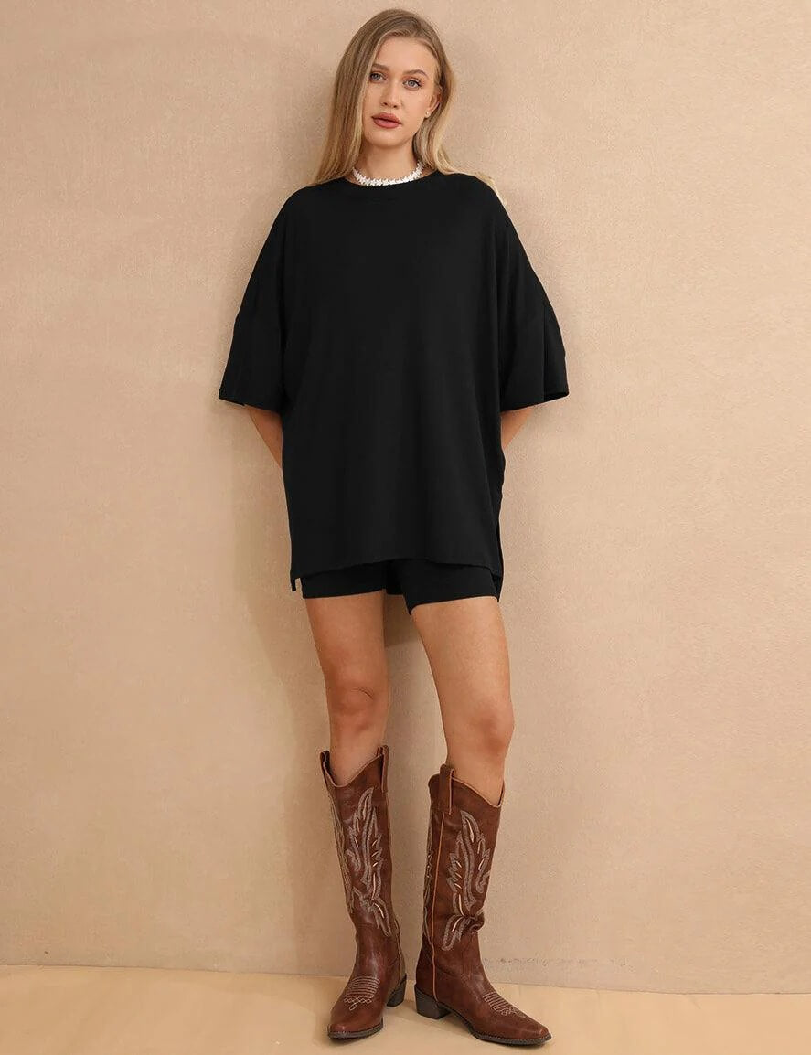 Round Neck Top and Shorts Set - DippedShop Wholesale - #6819