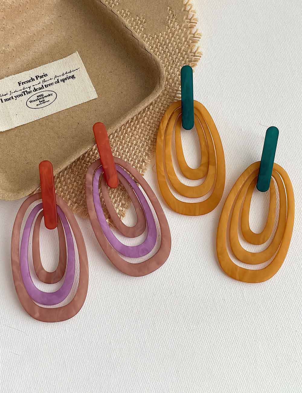 Multi-Layer Oval Dangle Earrings - DippedShop Wholesale - #2563