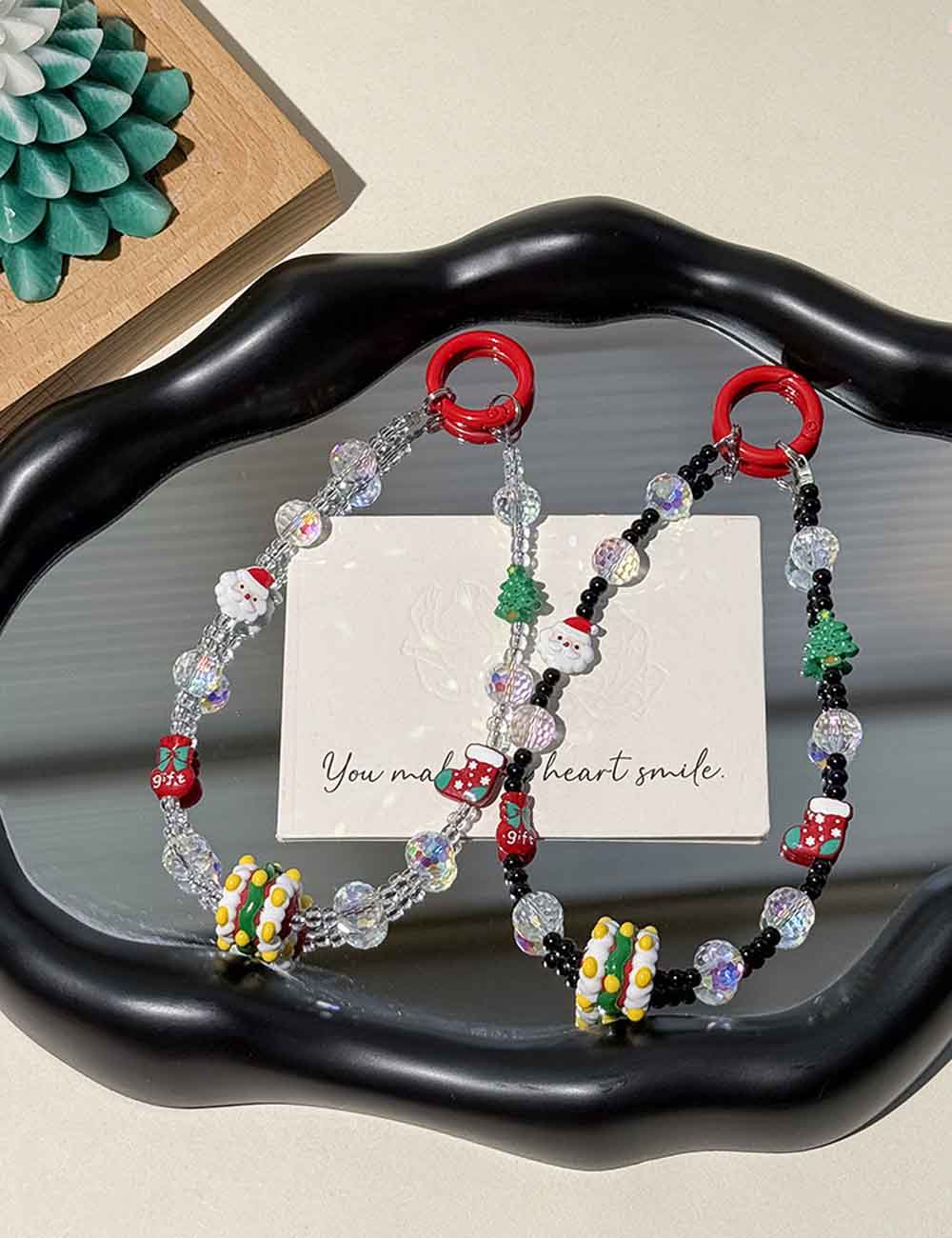 Cute Christmas Crystal Beaded Phone Charm DP25G762