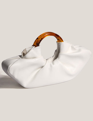 Ruched Cloud Round Handle PU Leather Handbag DP25H599