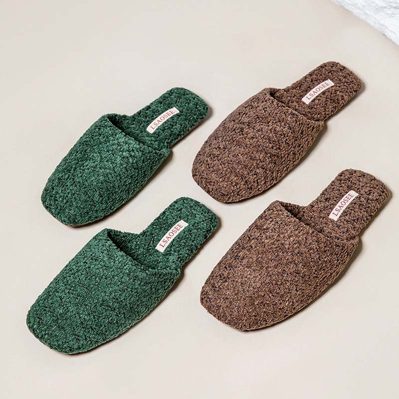 Simple Solid Color Soft Warm Plush Slippers DP25H507
