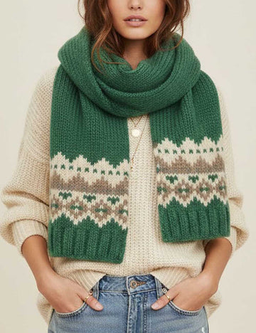Winter Thicken Warm Fair Isle Knit Scarf  DP25H418