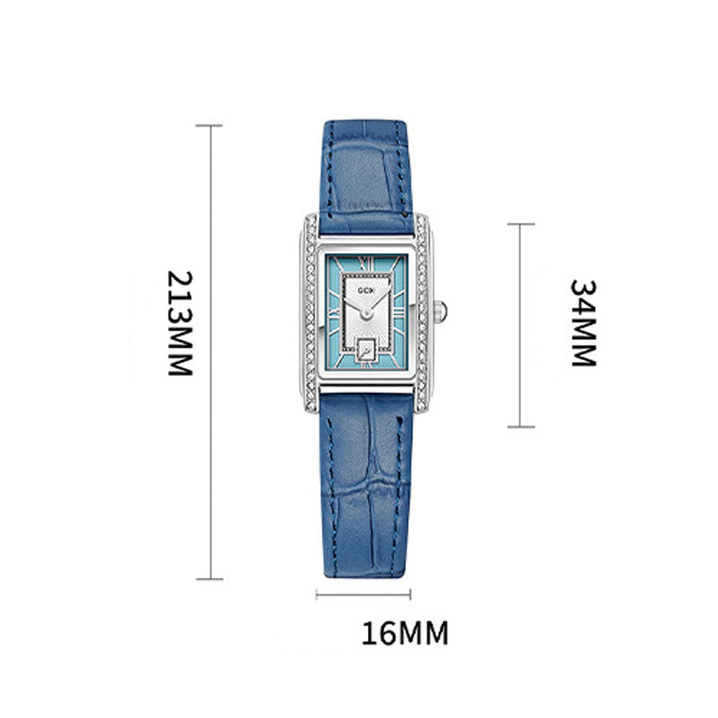 Vintage Rhinestone Square Dial Leather Strap Quartz Watch MK2SSAS6W6JWA07