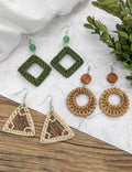 Rattan Dangle Earrings Beach - DippedShop Wholesale - #2195