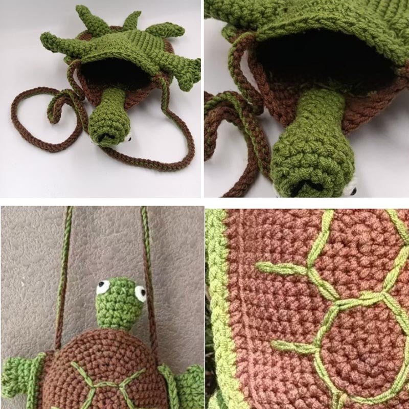 Funny Cartoon Turtle Crochet Purse Shoulder Bag MK2CCR6W10BBG425