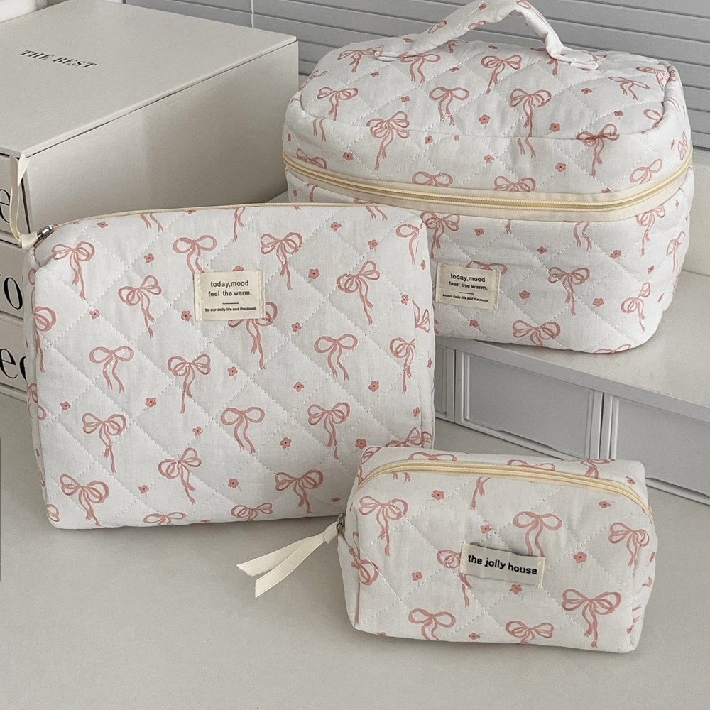 Pink Bow Print Sweet Portable Make Up Bag DP25A549