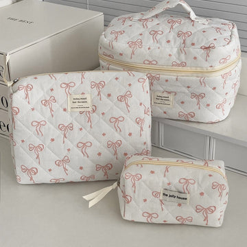 Pink Bow Print Sweet Portable Make Up Bag DP25A549