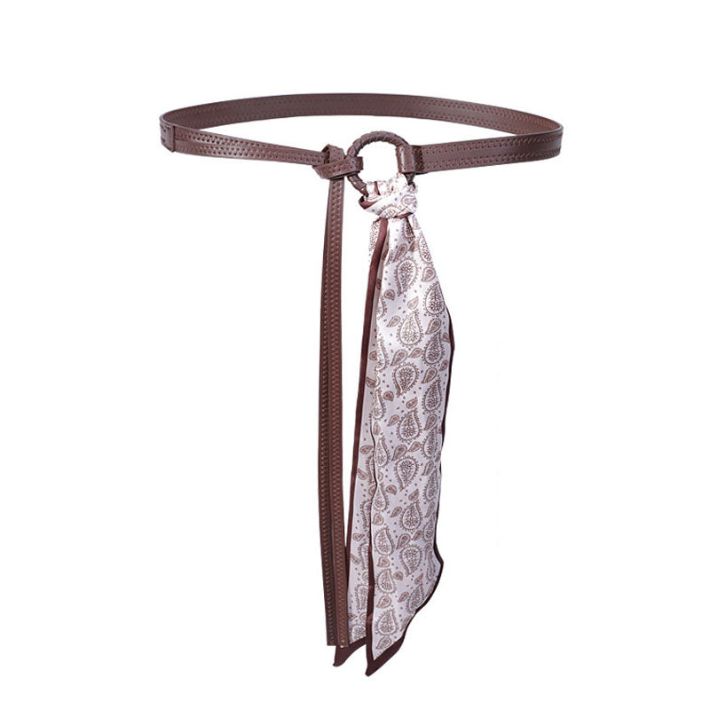 Faux Leather Silk Scarf Belt - DippedShop Wholesale - #5475