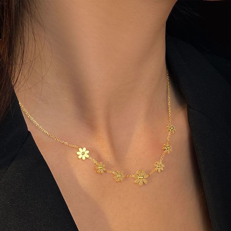 Sunflower Gold Chain Necklace - DippedShop Wholesale - #7299