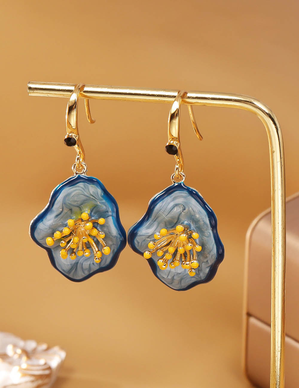 Retro Flower Enamel Dangle Earrings - DippedShop Wholesale - #8355