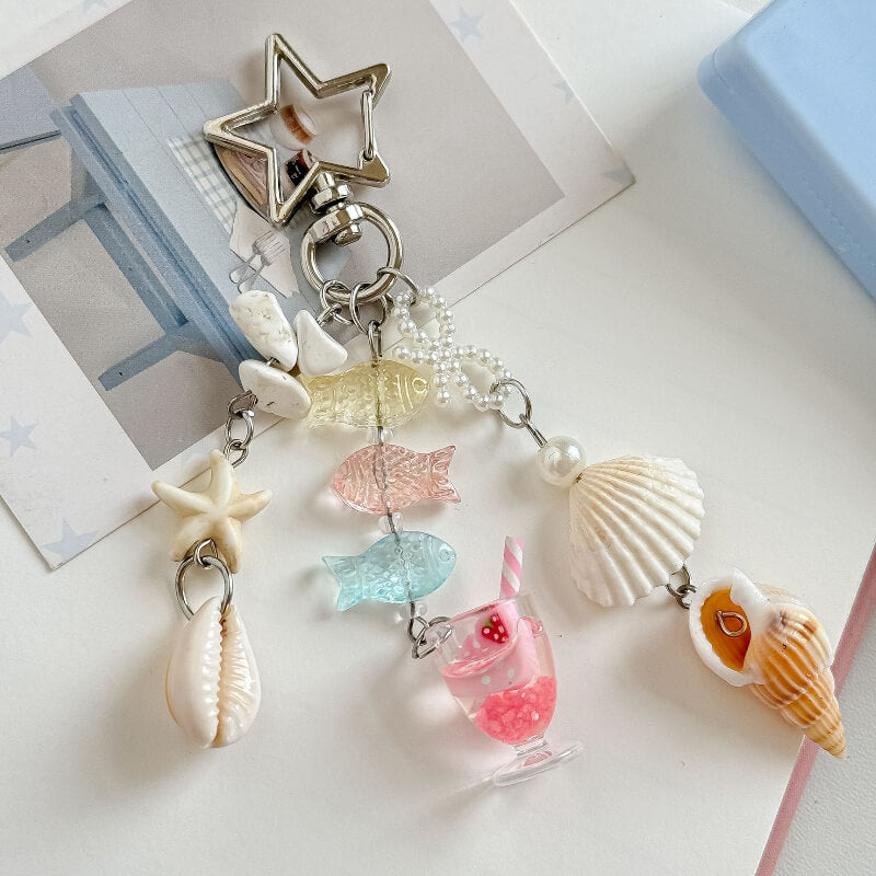 Cute Beaded Seashell Tassel Keychain Bag Charm DP25C914