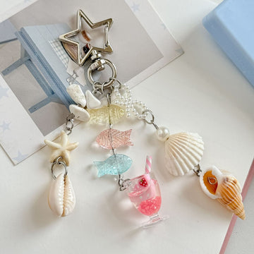 Cute Beaded Seashell Tassel Keychain Bag Charm DP25C914