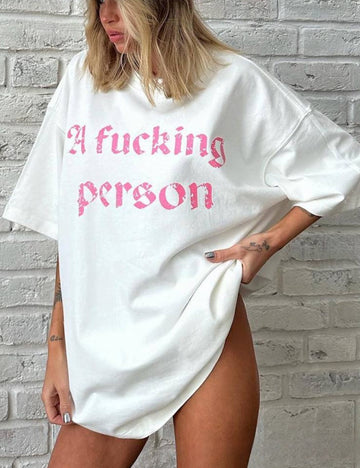 Round Neck Print Loose Short Sleeves Top DP25B445