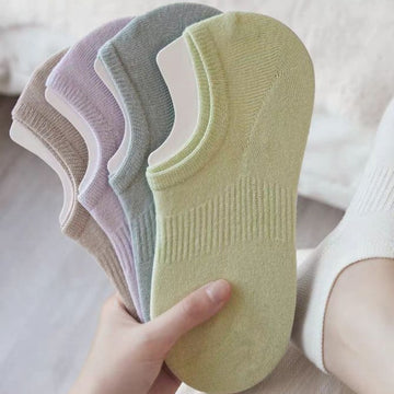 Solid Color Ribbed Low Ankle Socks DP25A471