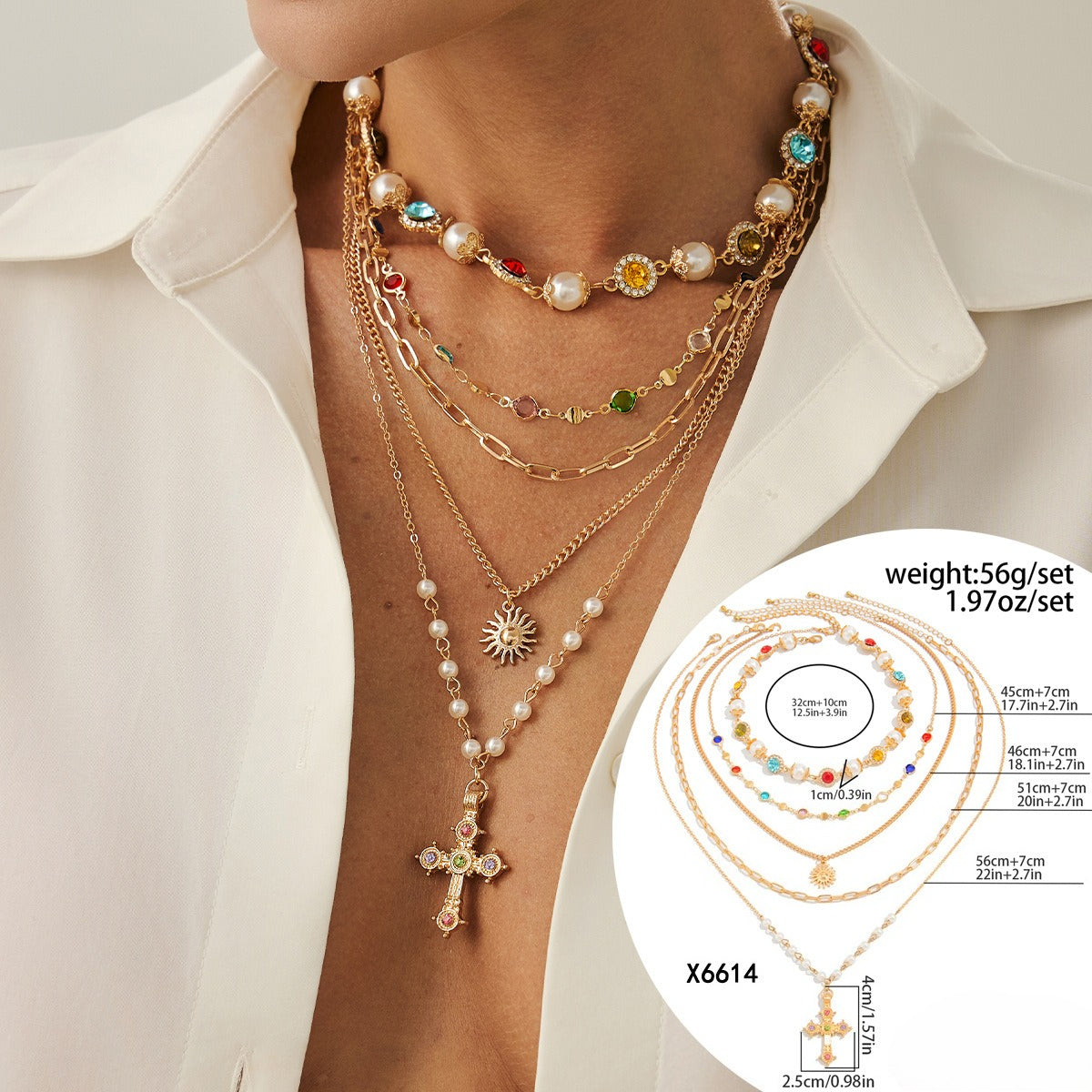 Layered Cross Pendant Necklace - DippedShop Wholesale - #0659