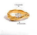 Trendy Gold Plated Twist Zirco - DippedShop Wholesale - #0899