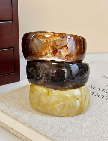 Minimalist Irregular Resin Wide Cuff Bracelet DP25D731