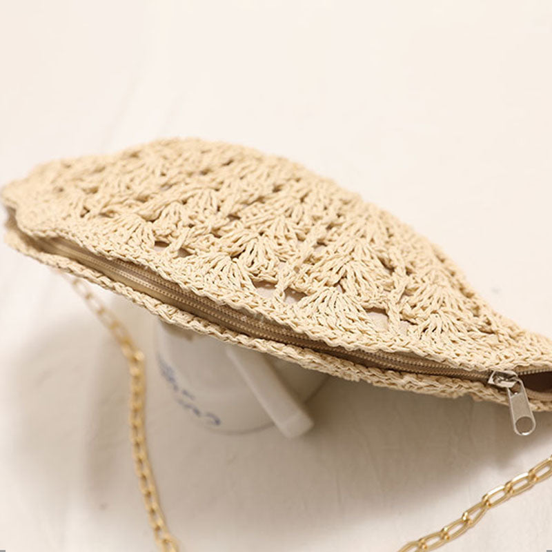 Shell Shaped Woven Crossbody Bag - DippedShop Wholesale - #3571