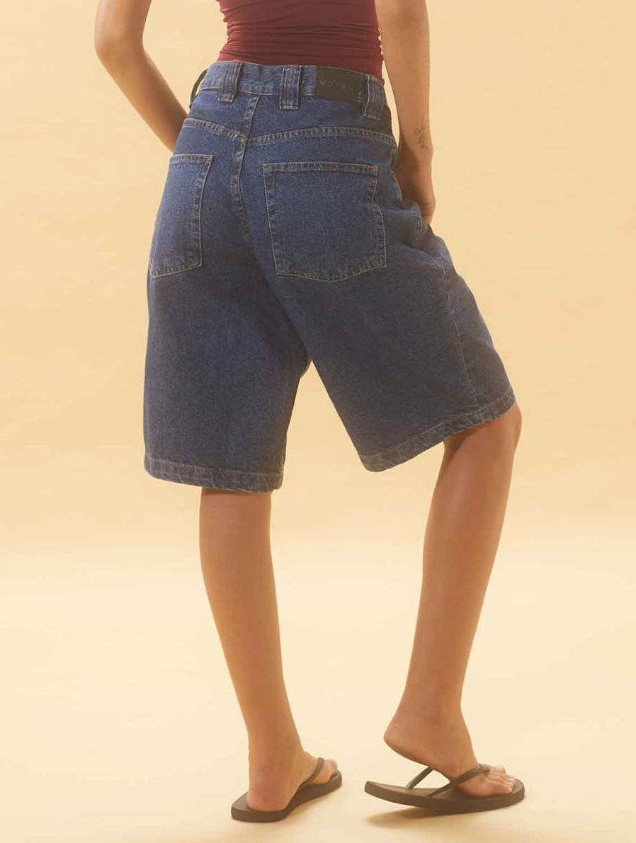 Washed Loose Denim Bermuda Shorts DP25B696