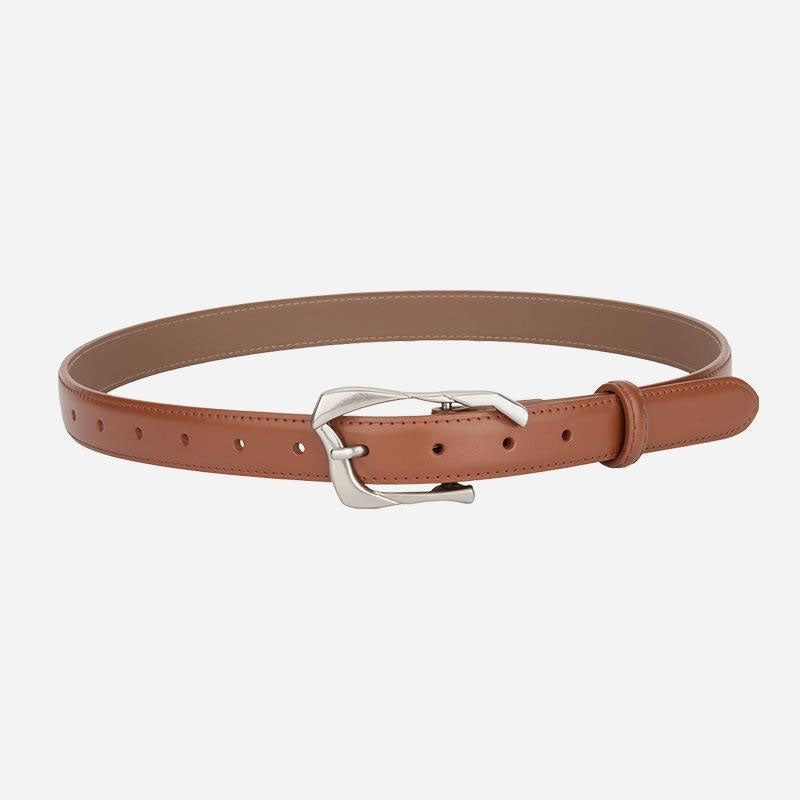 Trendy Unique Metal Buckle Skinny Leather Belt MK2LEEP6W6JBT33