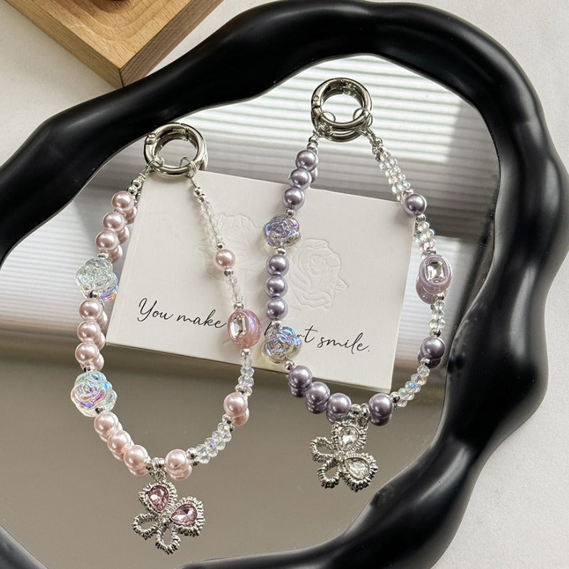 Asymmetrical Crystal Beaded Butterfly Keychain DP25C904