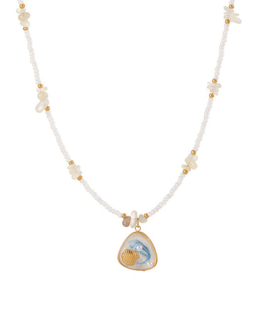 Elegant Enamel Gold Plated Pendant Necklace DP25E791
