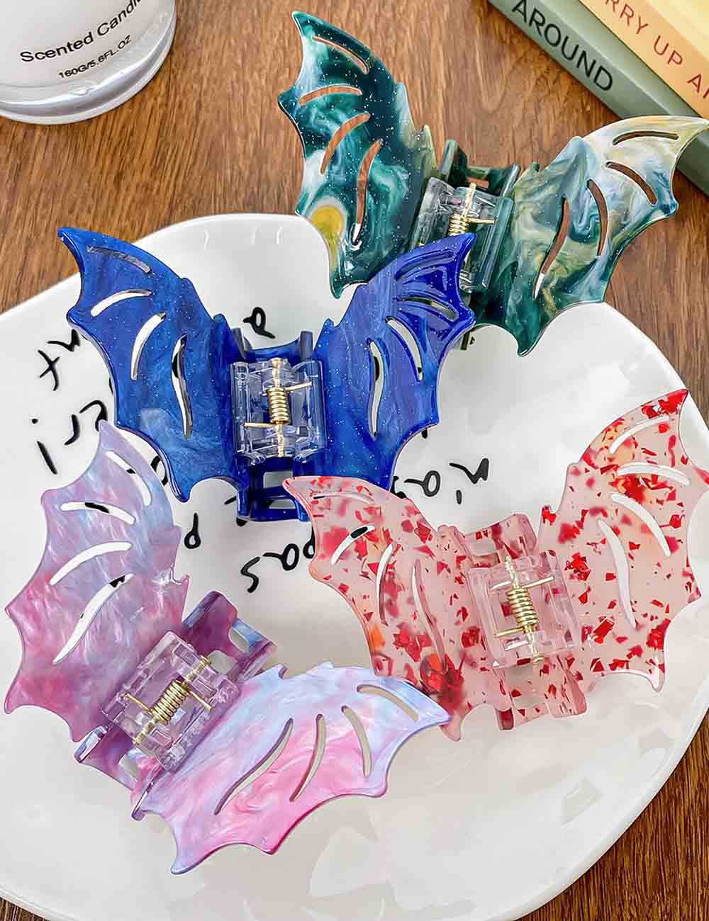 Gothic Halloween Bat Colorful Hair Claw DP25G527