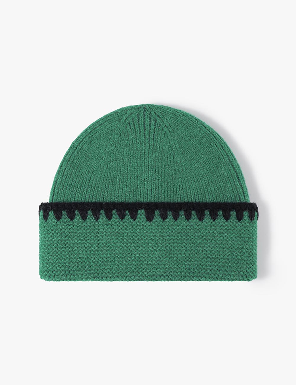 Minimalist Textured Cuffed Contrast Trim Knit Beanie DP25F642