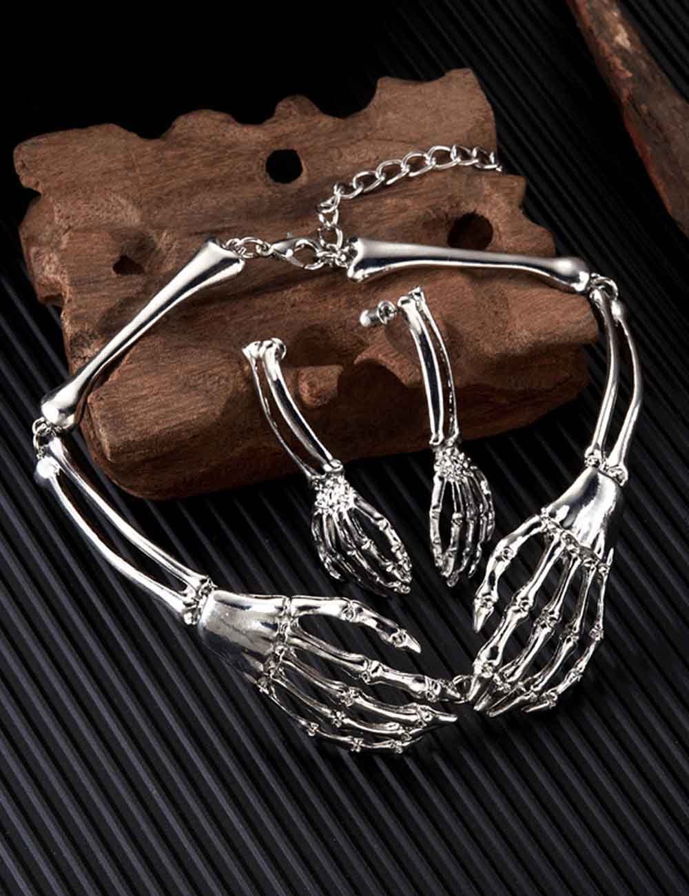 Halloween Stylish Skeleton Skull Claw Necklace DP25G502