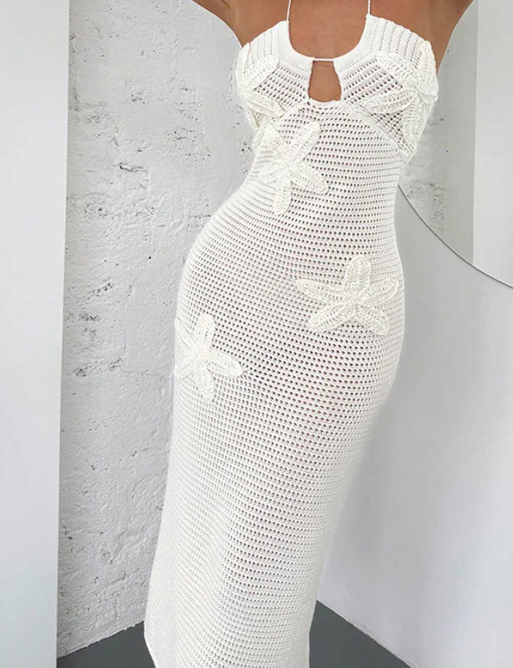 Hollow Out Flower Maxi Dress - DippedShop Wholesale - #1075