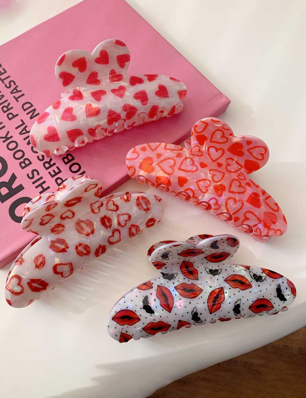 Cute Heart Print Hair Claw DP25F997