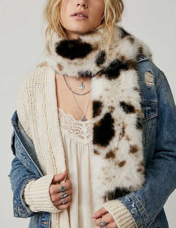 Fuzzy Faux Fur Leopard Print Warm Scarf DP25H683