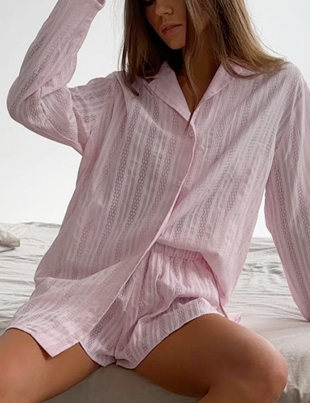 Jacquard Solid Sleepwear Set - DippedShop Wholesale - #0179