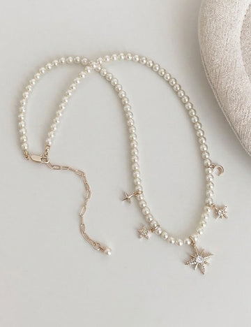 Pearl Chain Pendant Necklace - DippedShop Wholesale - #8419