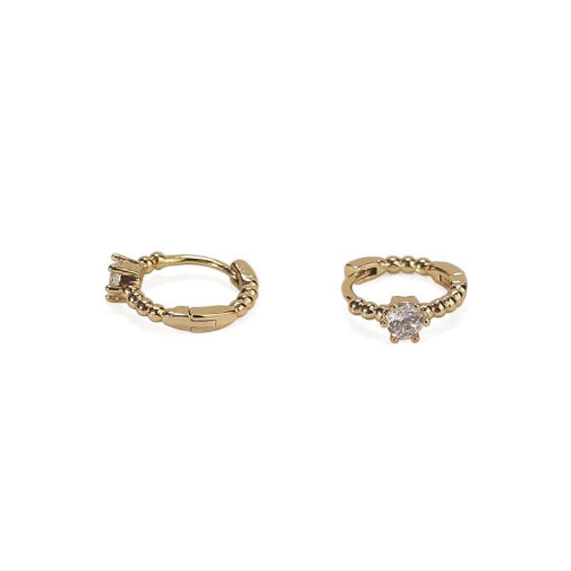 Gold Plated Rhinestone Hoop Earrings - DippedShop Wholesale - #1507
