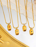 Gold Plated Rhinestone Pendant Necklace - DippedShop Wholesale - #9907