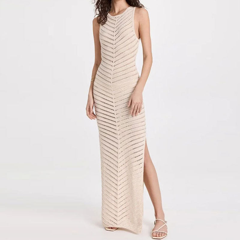 Fashion Solid Color Strapless Side Slit Bodycon Dress DP26I456