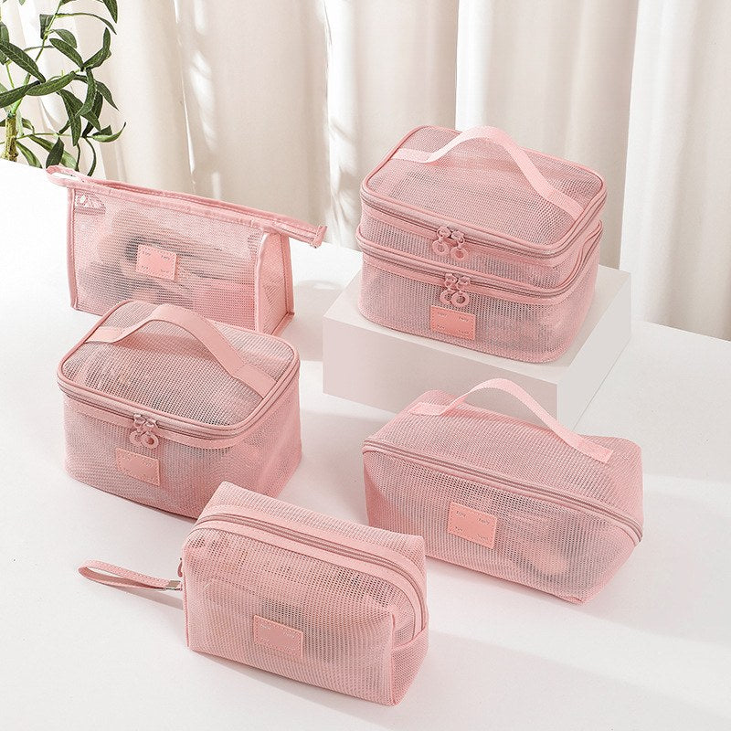 Pink Mesh Large Capacity Make Up Bags DP25C638