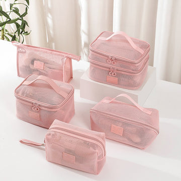 Pink Mesh Large Capacity Make Up Bags DP25C638