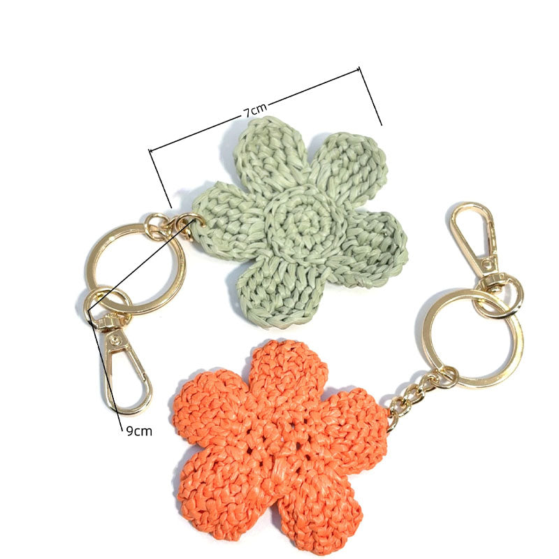 Minimalist Handmade Raffia Flower Keychain Bag Charm MK2ZCAS6W10BBC51