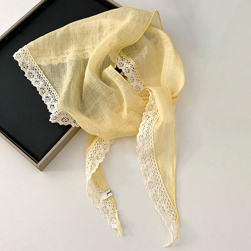 Elegant Lace Trim Breatheable Triangle Head Scarf MK2BW6W6NSI14