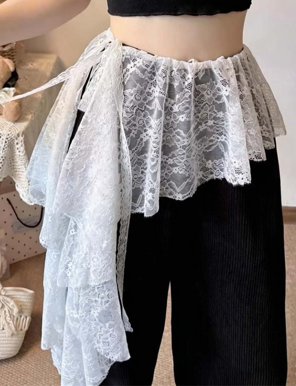 Asymmetrical Lace Wrap Skirt - DippedShop Wholesale - #8819